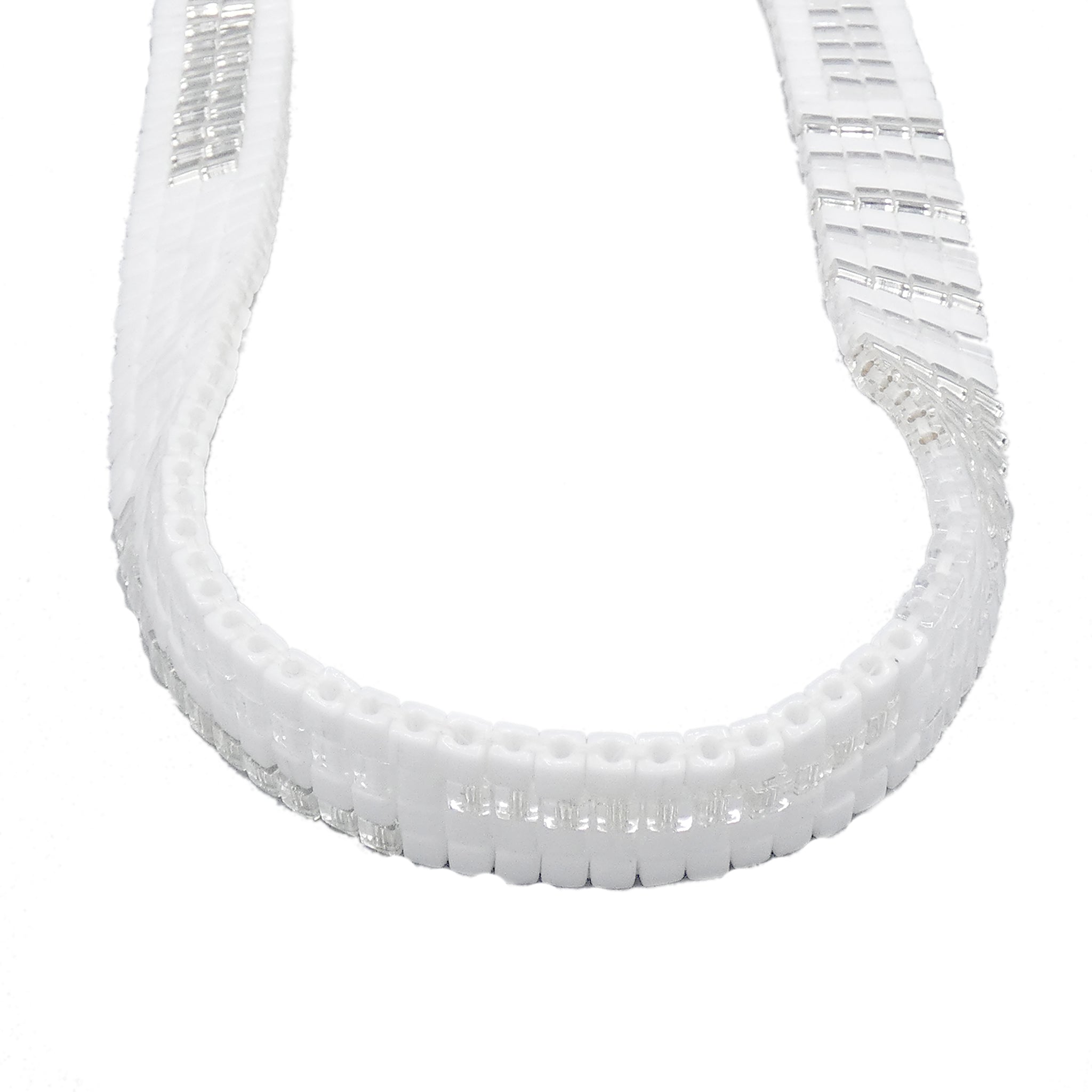 White and Translucent Glass Beaded Nwene Necklace